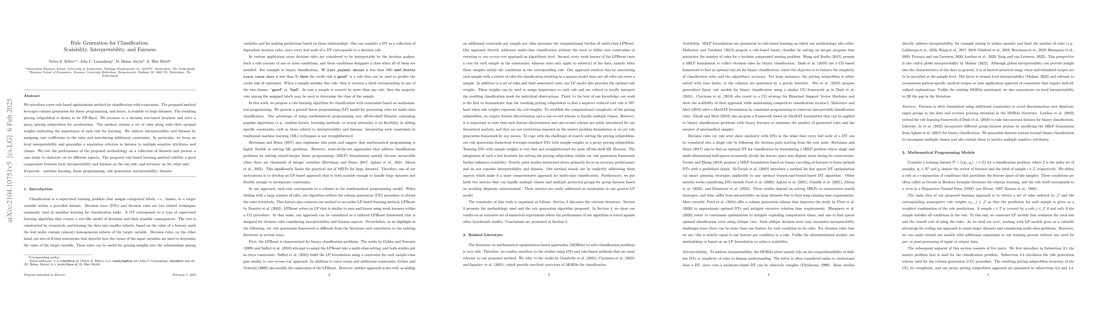 Thumbnail for Rule Generation for Classification: Scalability, Interpretability, and
  Fairness