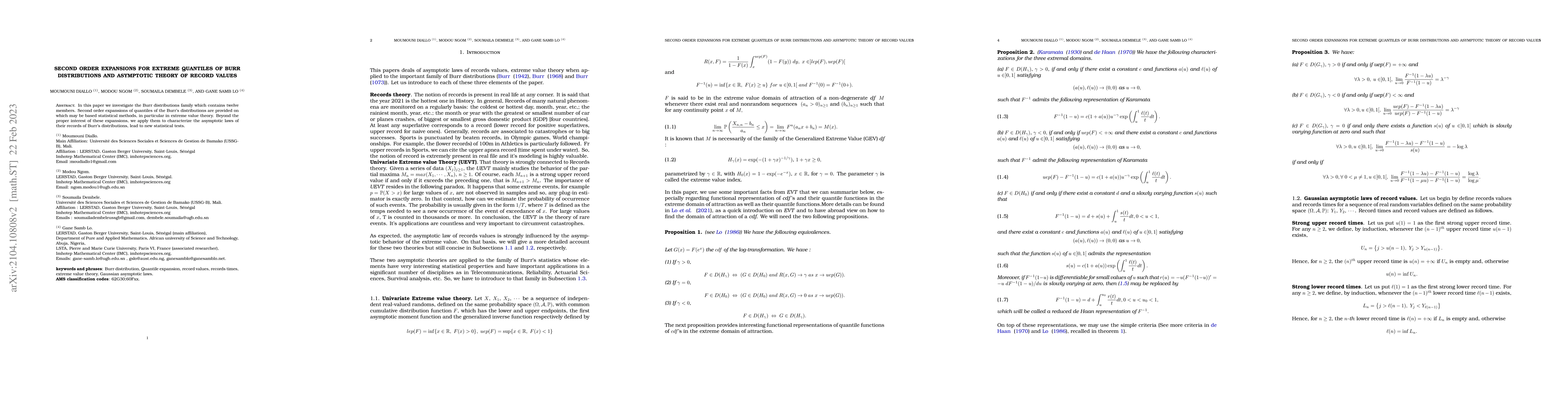 Thumbnail for Second order Expansions for Extreme Quantiles of Burr Distributions and
  Asymptotic Theory of Record Values