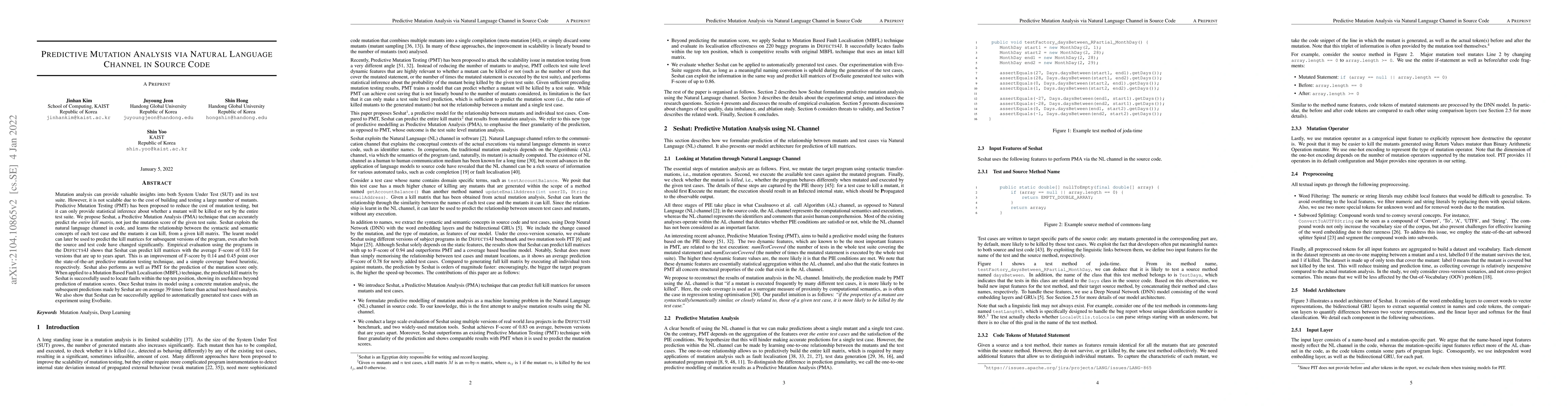 Thumbnail for Predictive Mutation Analysis via Natural Language Channel in Source Code
