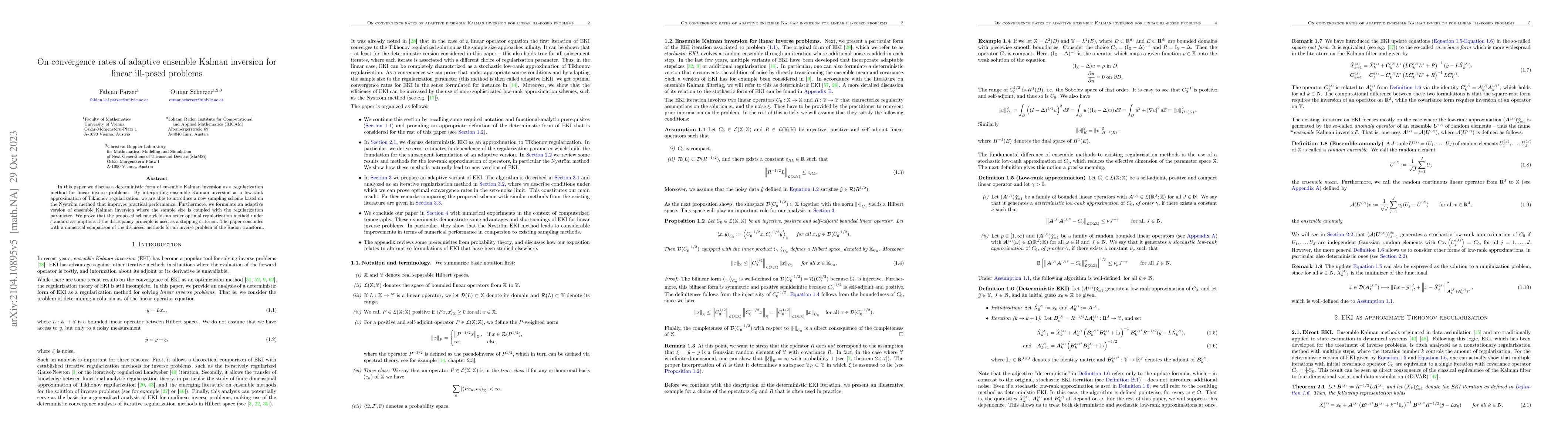 Thumbnail for On convergence rates of adaptive ensemble Kalman inversion for linear
  ill-posed problems