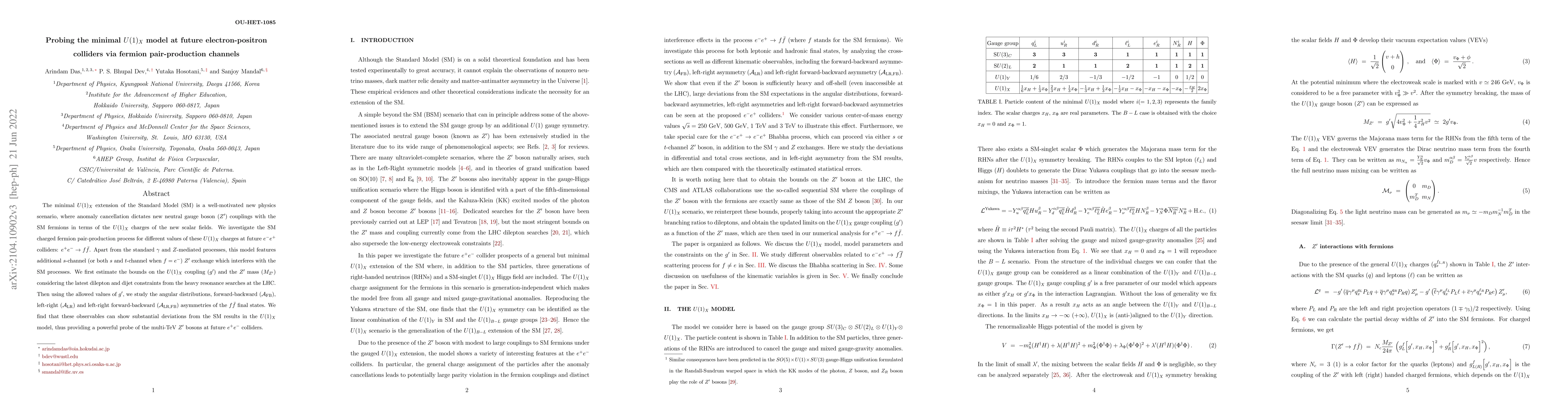 Thumbnail for Probing the minimal $U(1)_X$ model at future electron-positron colliders
  via the fermion pair-production channel