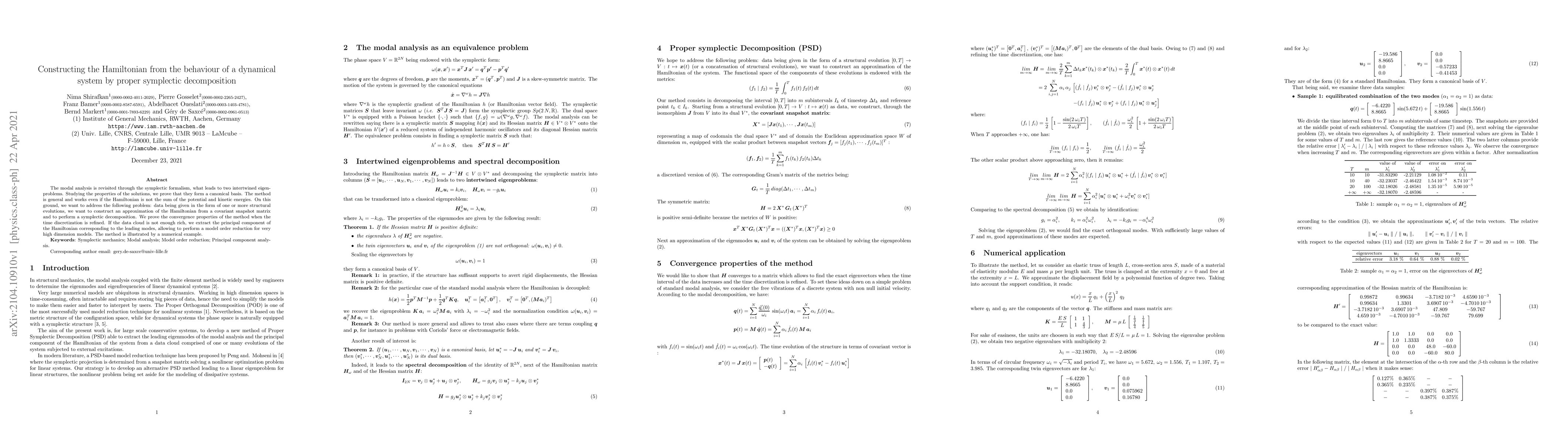Thumbnail for Constructing the Hamiltonian from the behaviour of a dynamical system by
  proper symplectic decomposition