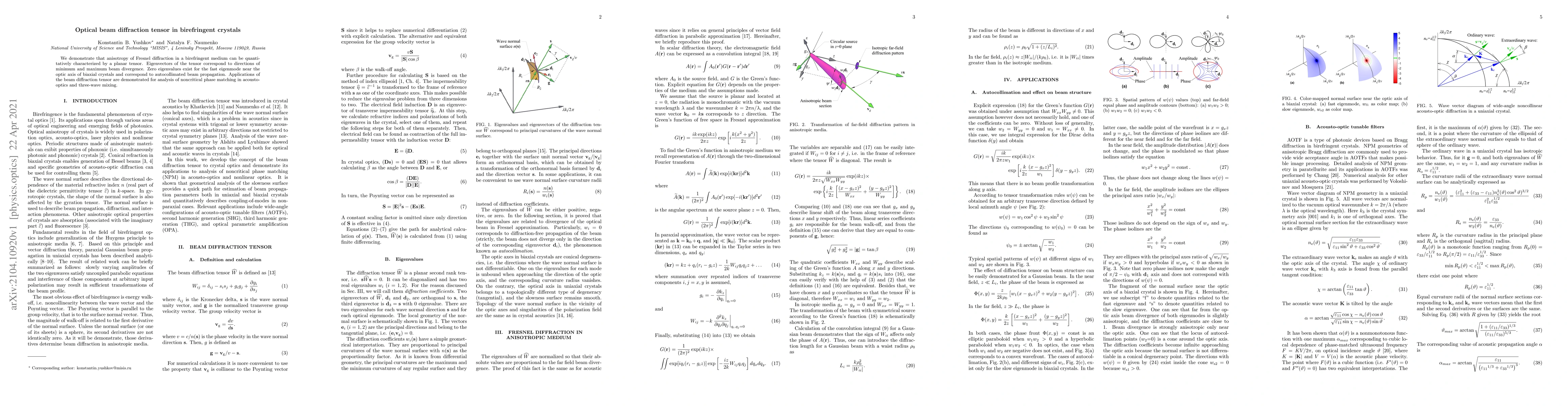 Thumbnail for Optical beam diffraction tensor in birefringent crystals