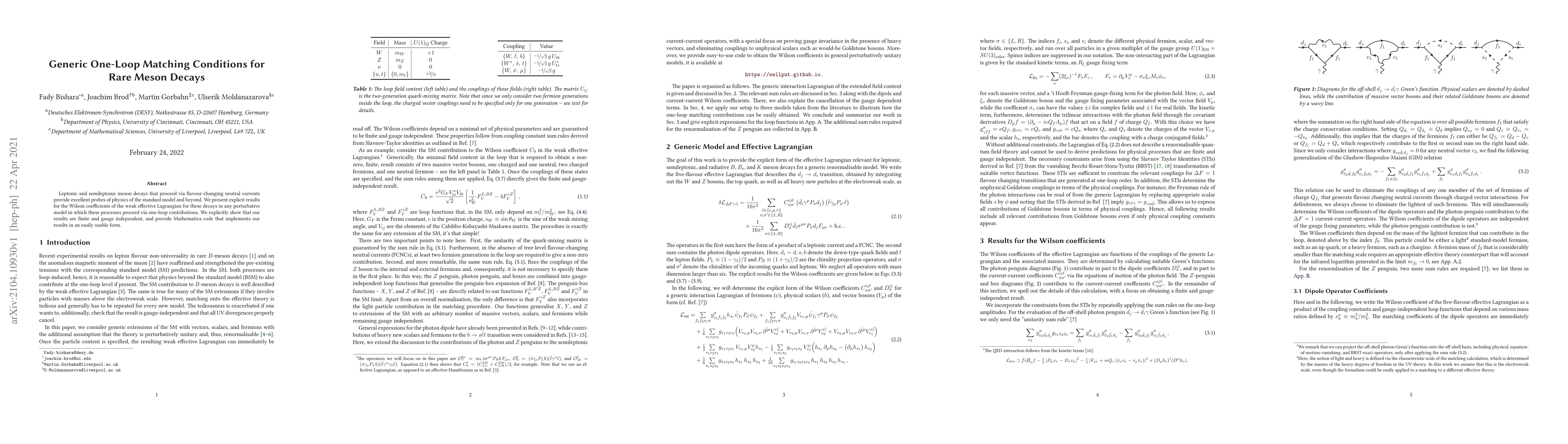 Thumbnail for Generic One-Loop Matching Conditions for Rare Meson Decays
