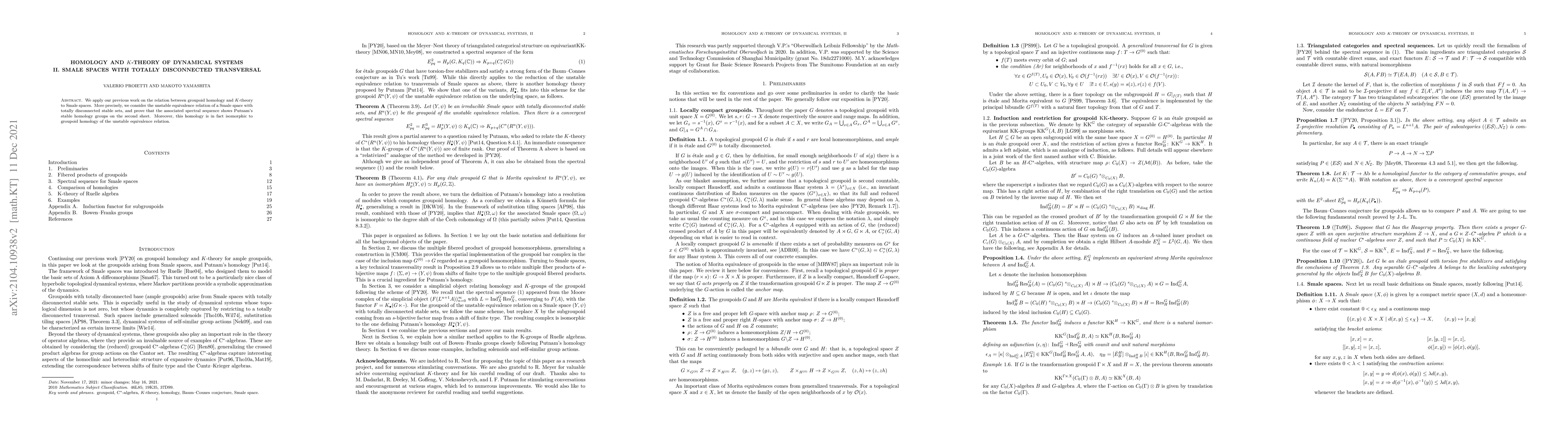 Thumbnail for Homology and K-theory of dynamical systems. II. Smale spaces with
  totally disconnected transversal