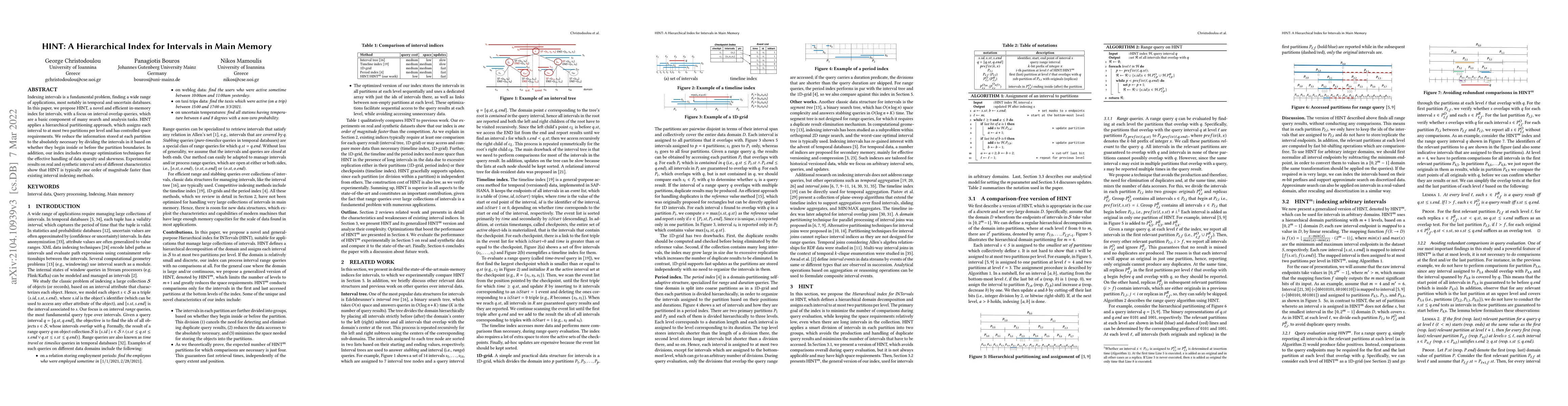 Thumbnail for HINT: A Hierarchical Index for Intervals in Main Memory