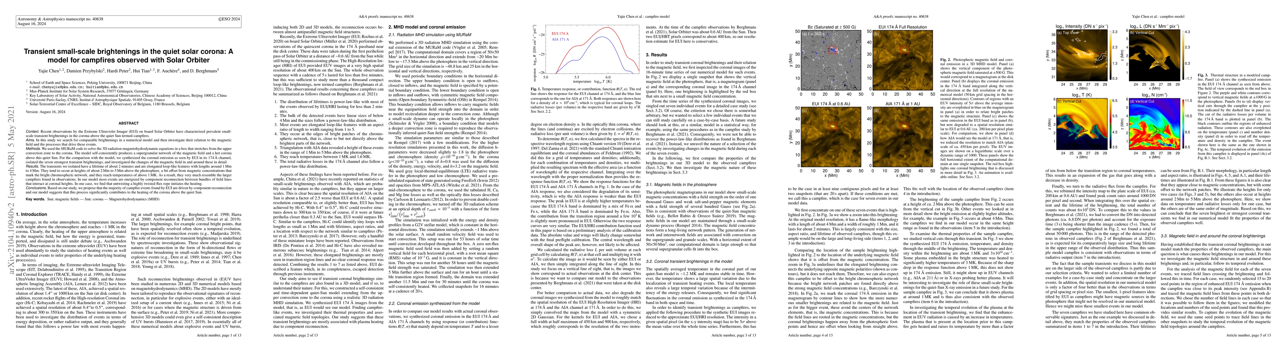 Thumbnail for Transient small-scale brightenings in the quiet solar corona: a model
  for campfires observed with Solar Orbiter