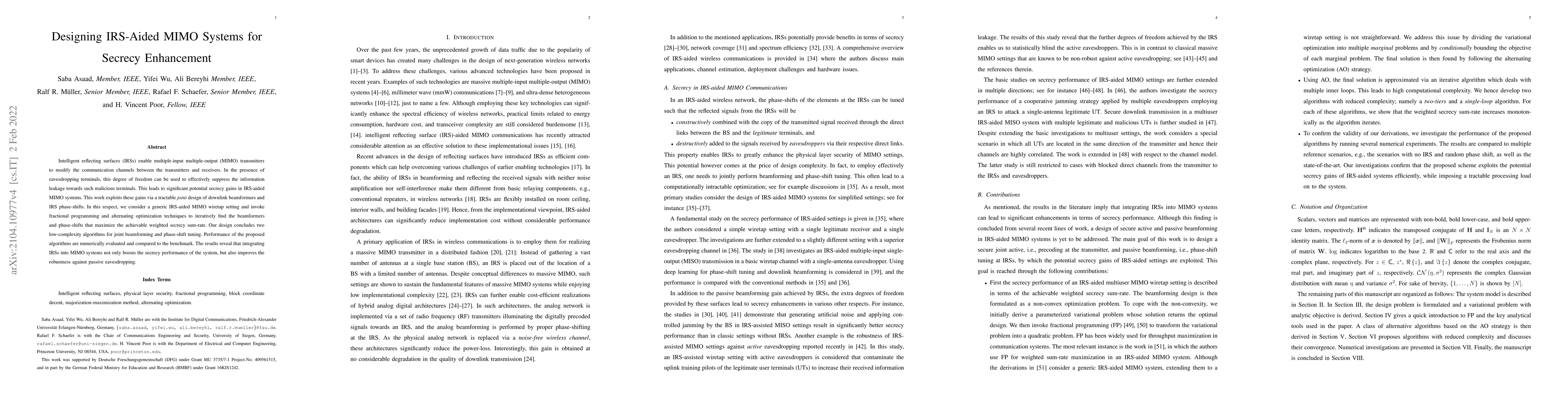 Thumbnail for Designing IRS-Aided MIMO Systems for Secrecy Enhancement
