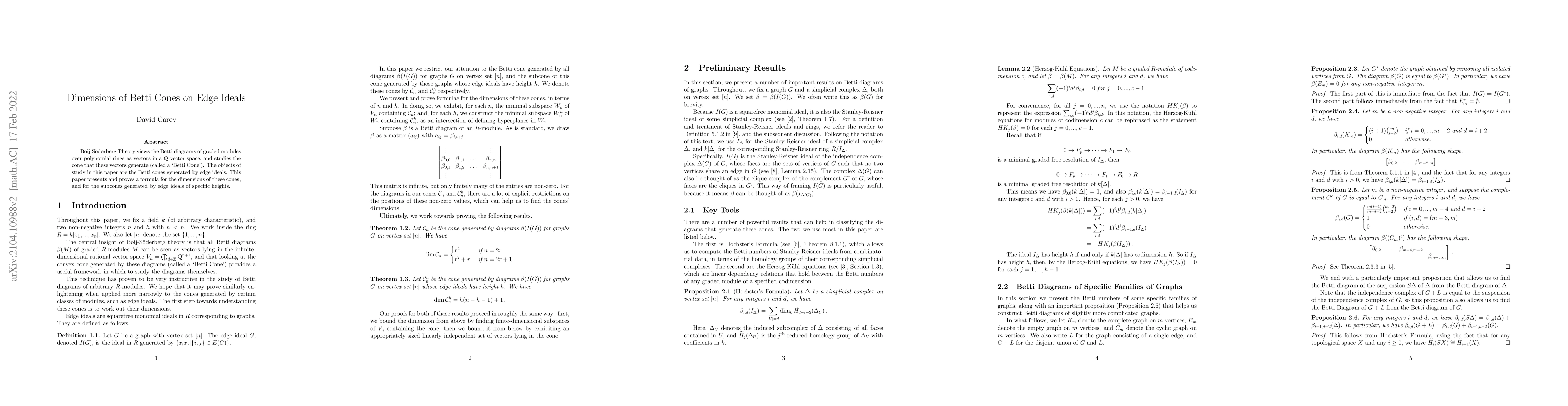 Thumbnail for Dimensions of Betti Cones on Edge Ideals