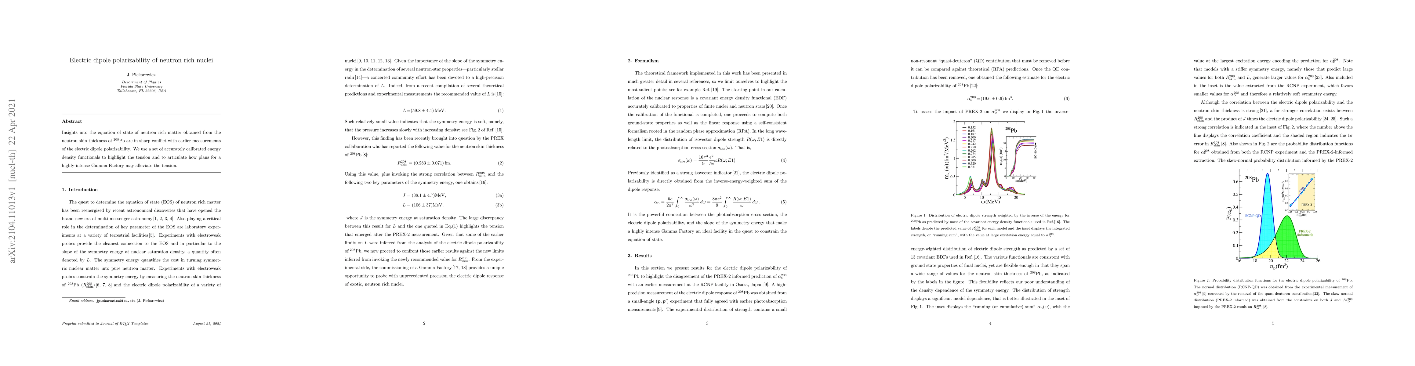 Thumbnail for Electric dipole polarizability of neutron rich nuclei