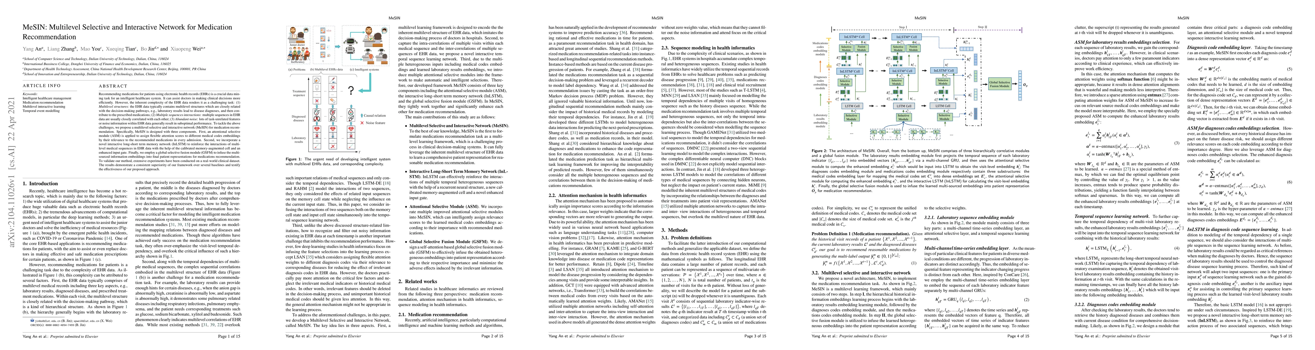 Thumbnail for MeSIN: Multilevel Selective and Interactive Network for Medication
  Recommendation
