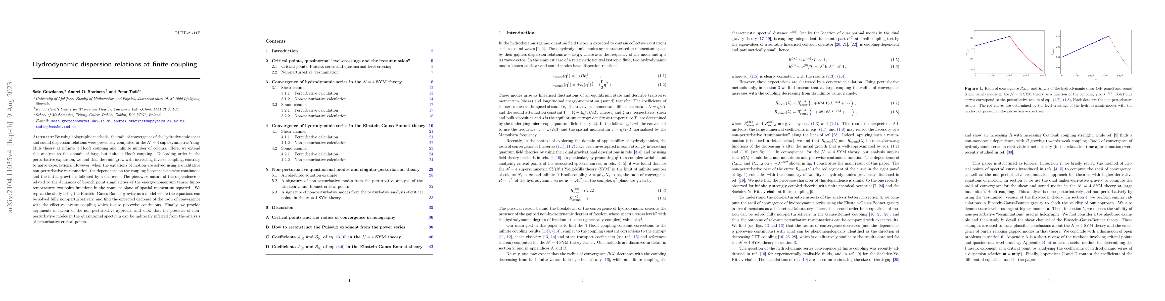 Thumbnail for Hydrodynamic dispersion relations at finite coupling