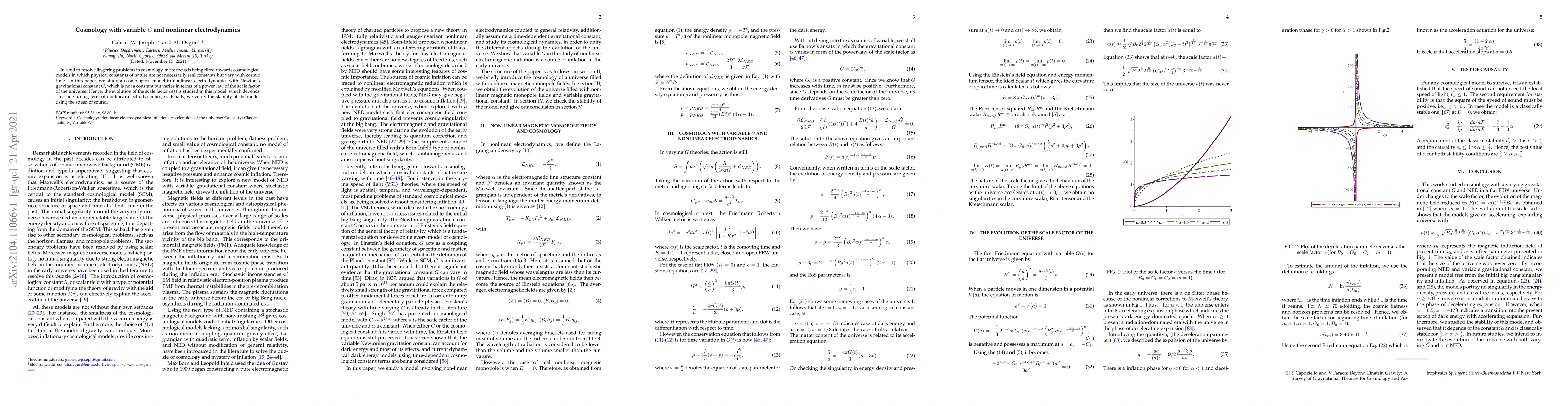 Thumbnail for Cosmology with variable $G$ and nonlinear electrodynamics