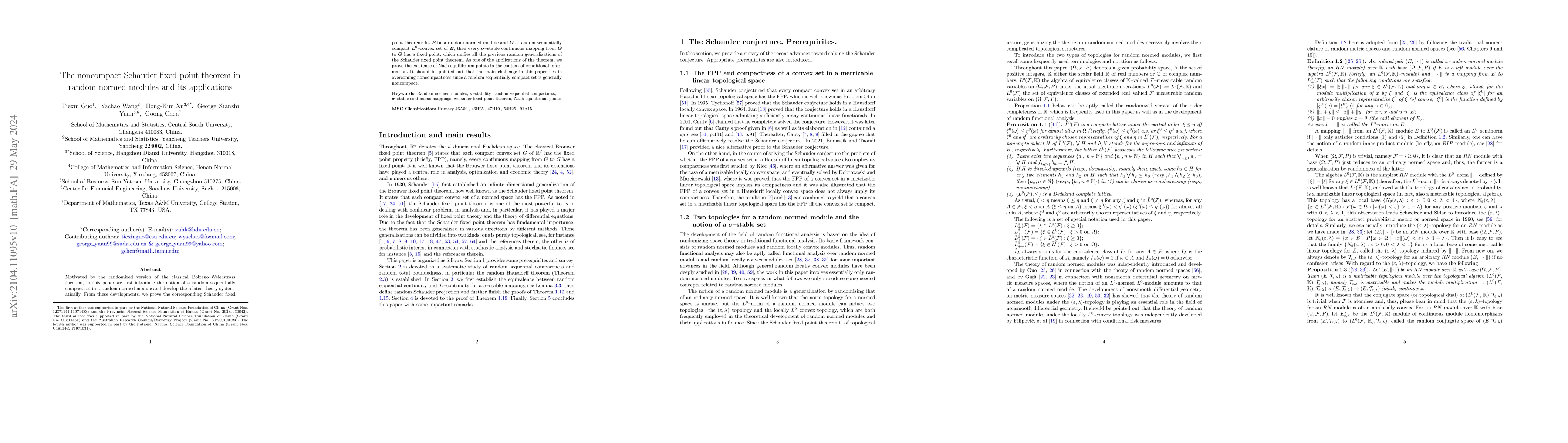 Thumbnail for The noncompact Schauder fixed point theorem in random normed modules and
  its applications