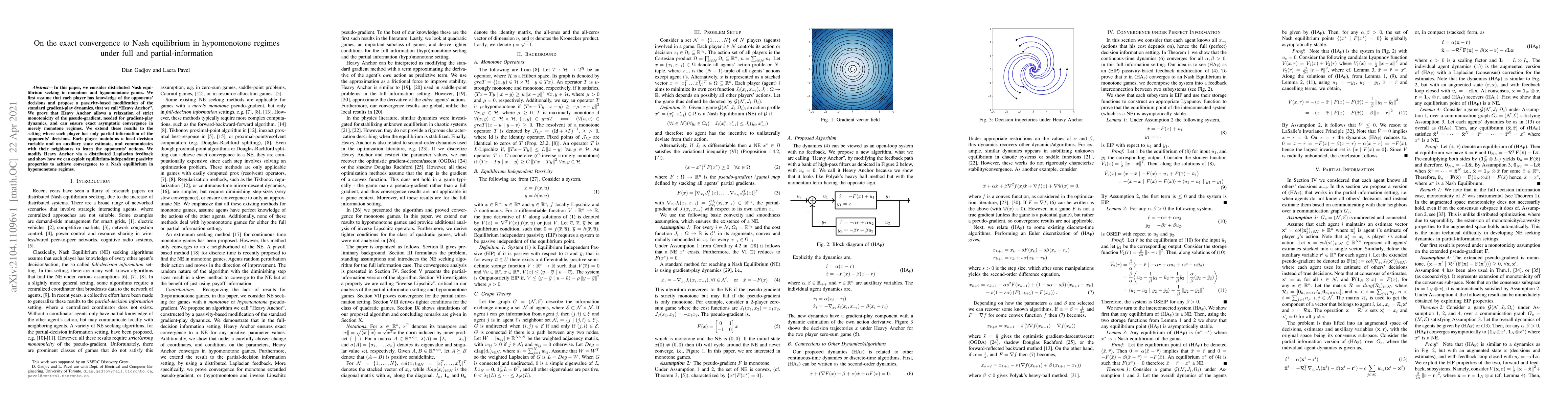 Thumbnail for On the exact convergence to Nash equilibrium in hypomonotone regimes
  under full and partial-information