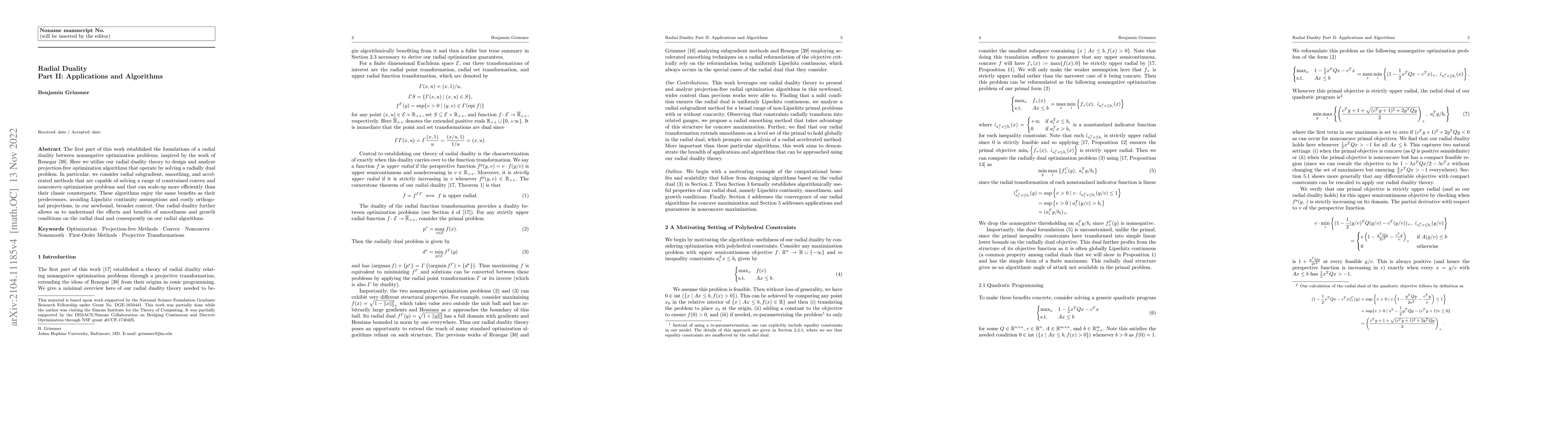 Thumbnail for Radial Duality Part II: Applications and Algorithms