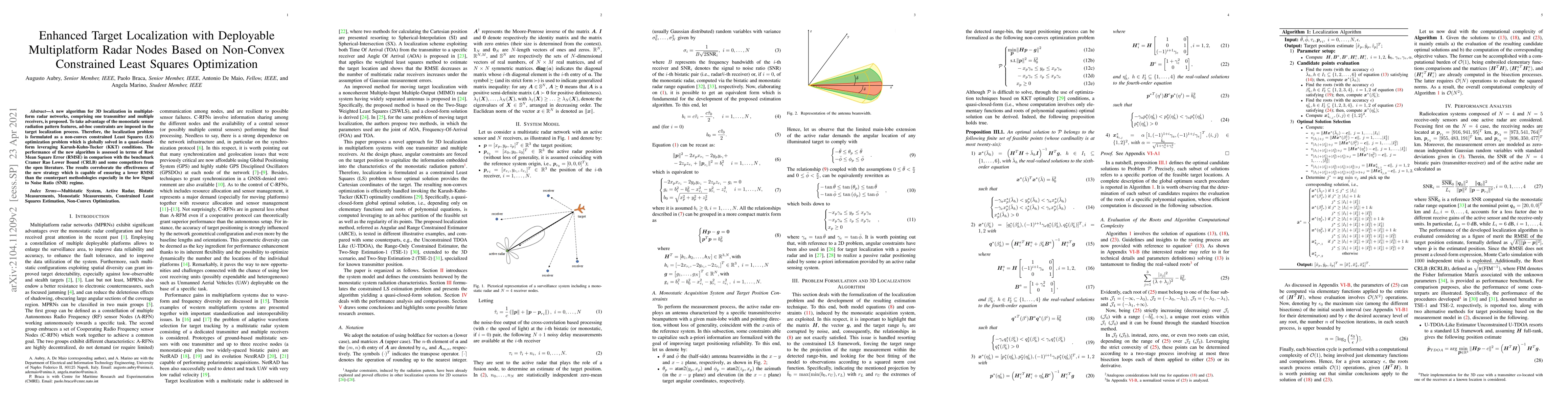 Thumbnail for Enhanced Target Localization with Deployable Multiplatform Radar Nodes
  Based on Non-Convex Constrained Least Squares Optimization