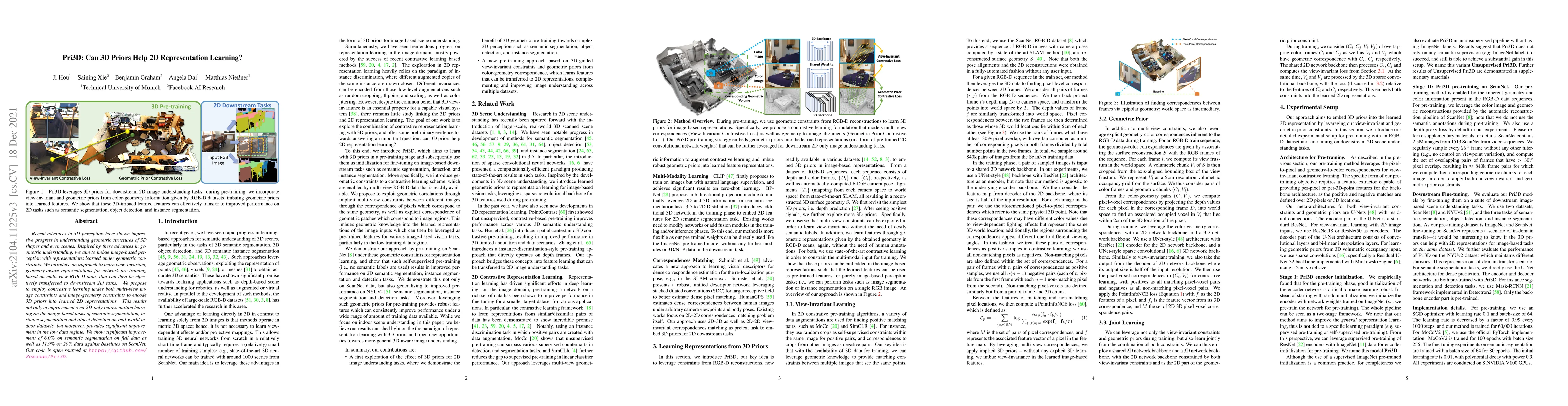 Thumbnail for Pri3D: Can 3D Priors Help 2D Representation Learning?