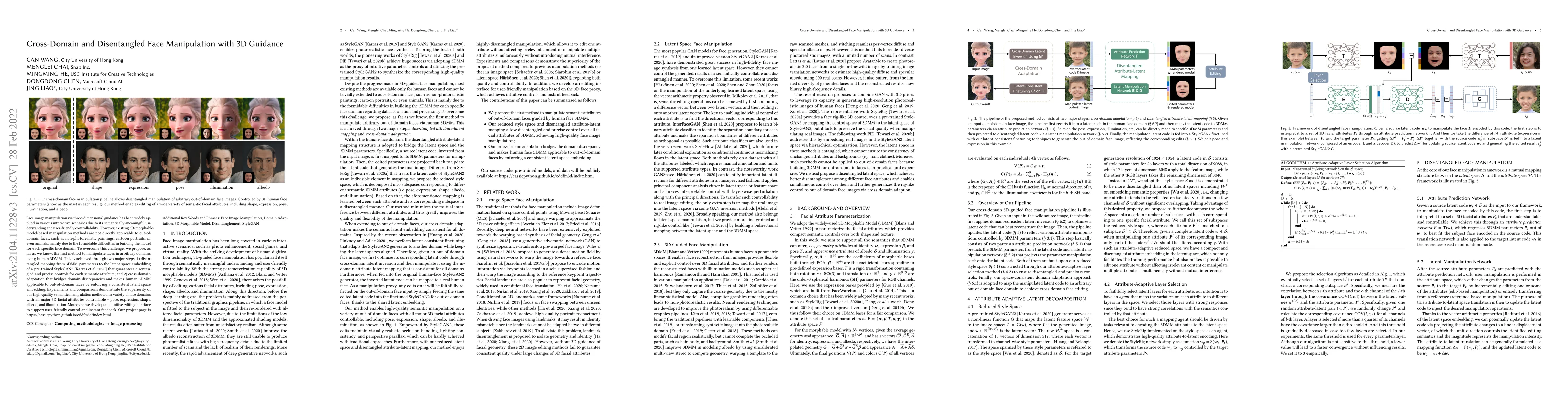 Thumbnail for Cross-Domain and Disentangled Face Manipulation with 3D Guidance