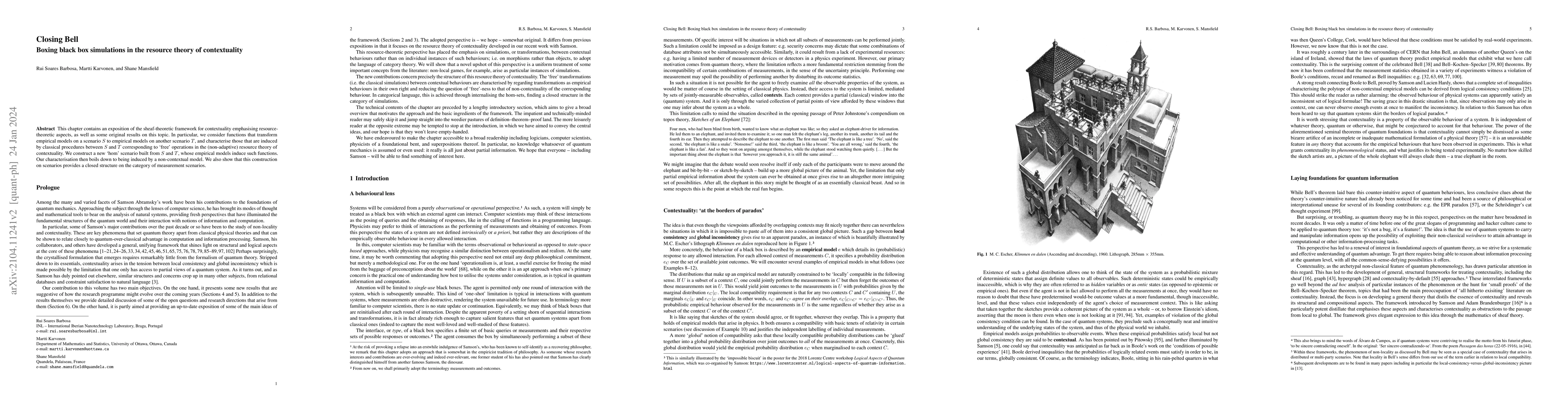 Thumbnail for Closing Bell: Boxing black box simulations in the resource theory of
  contextuality