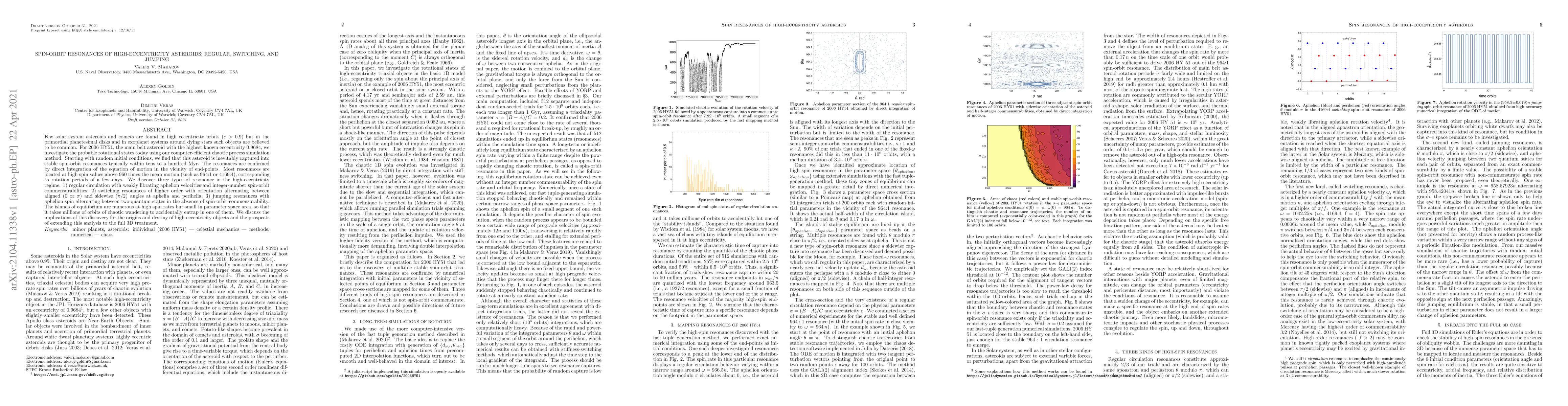 Thumbnail for Spin-orbit resonances of high-eccentricity asteroids: regular,
  switching, and jumping