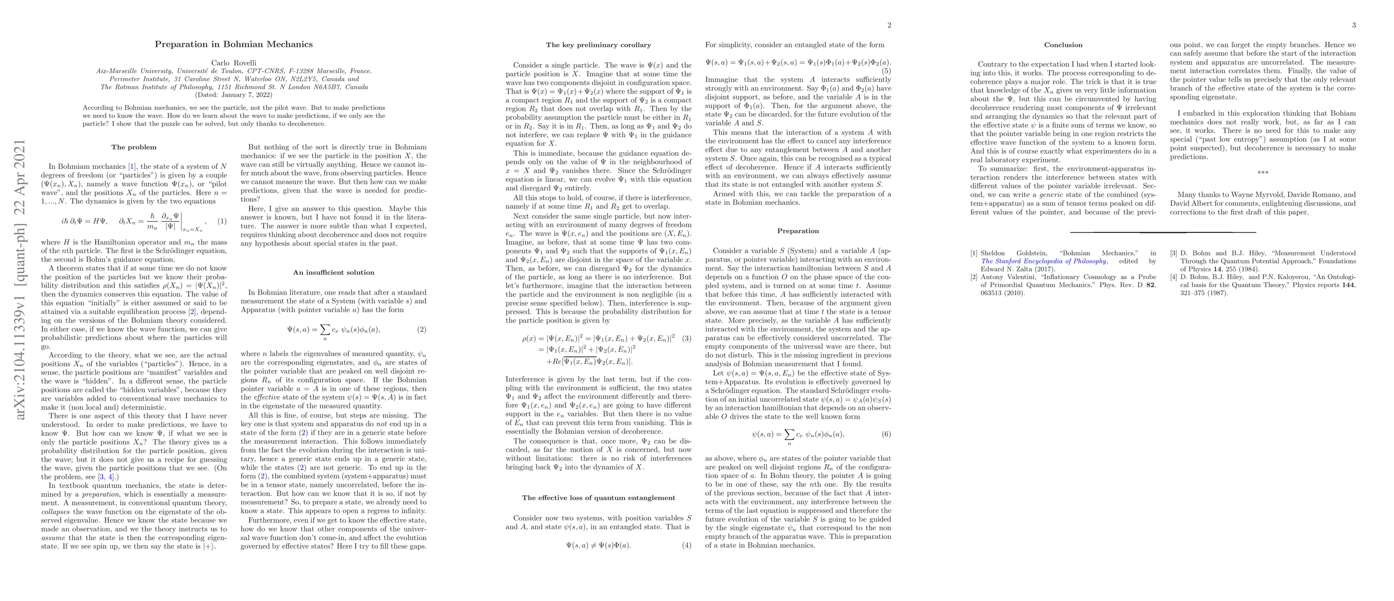 Thumbnail for Preparation in Bohmian Mechanics