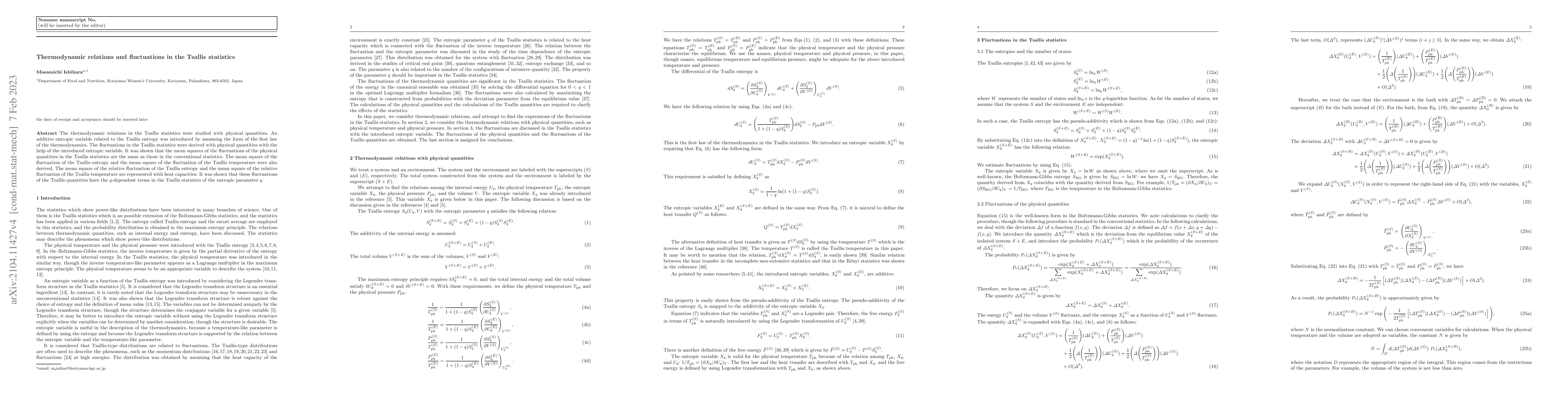 Thumbnail for Thermodynamic relations and fluctuations in the Tsallis statistics