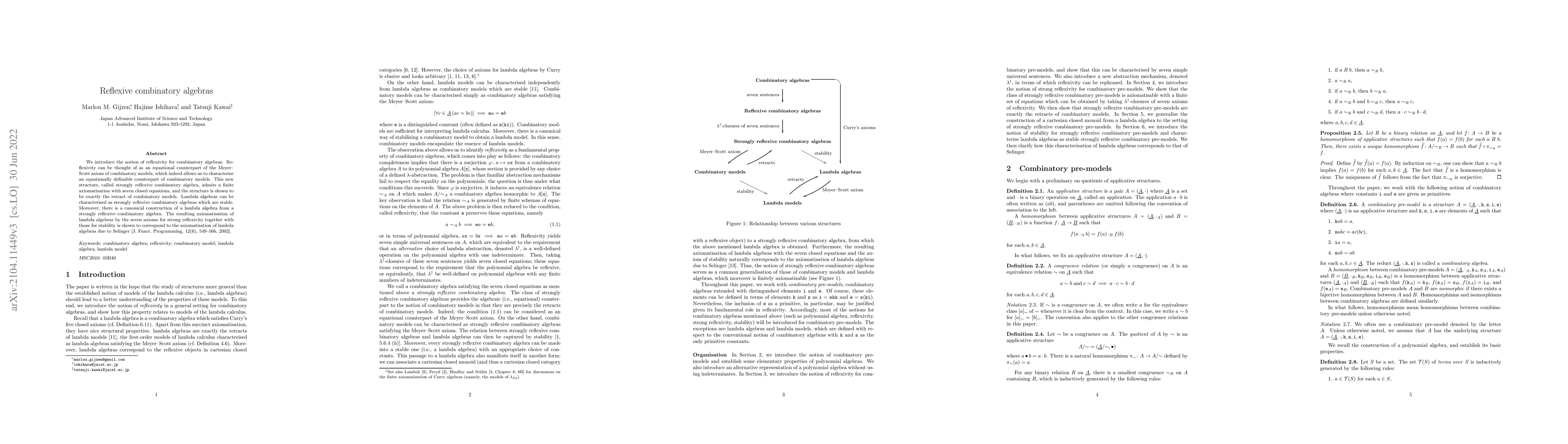 Thumbnail for Reflexive combinatory algebras