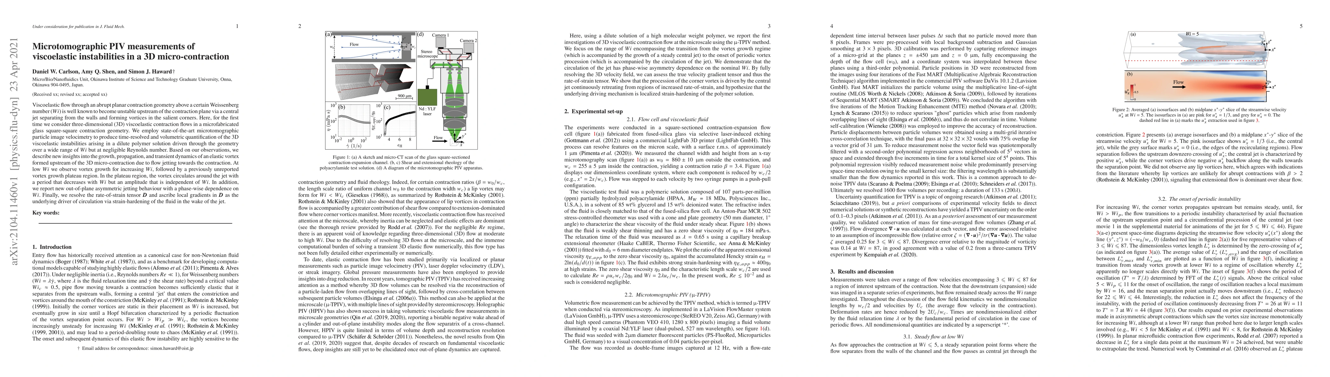 Thumbnail for Microtomographic PIV measurements of viscoelastic instabilities in a 3D
  micro-contraction