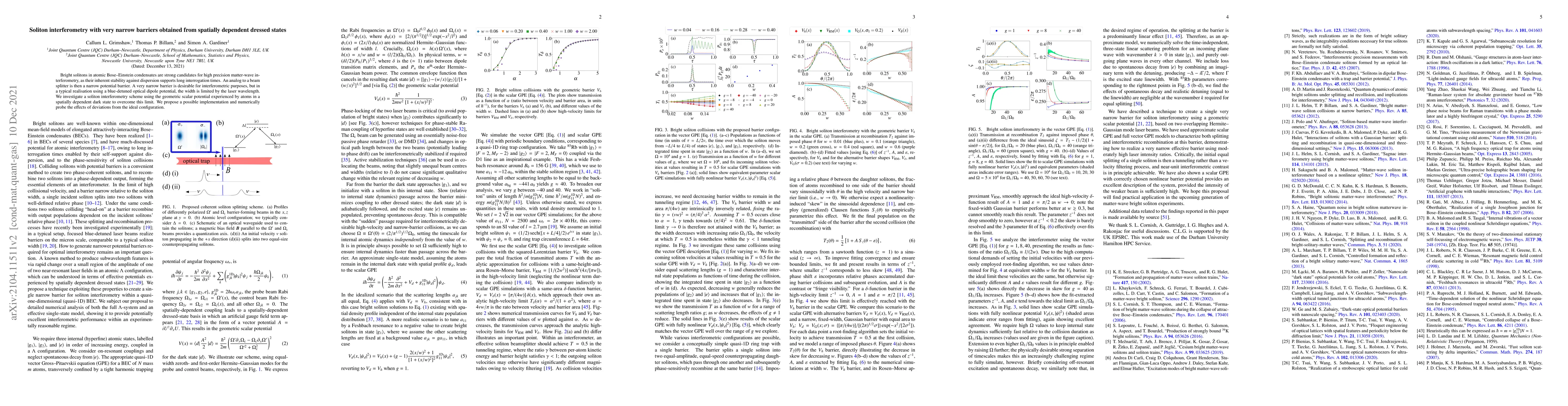Thumbnail for Soliton interferometry with very narrow barriers obtained from spatially
  dependent dressed states