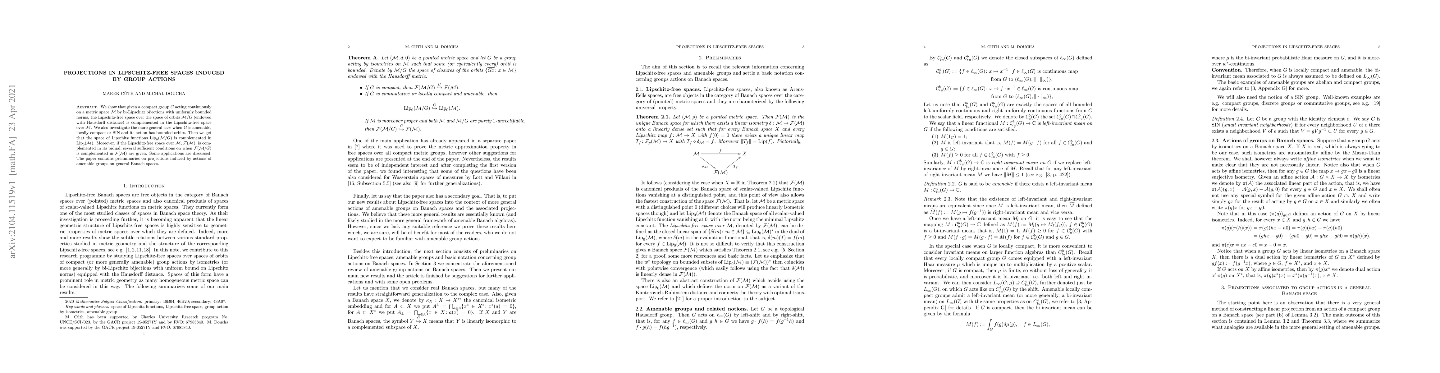 Thumbnail for Projections in Lipschitz-free spaces induced by group actions