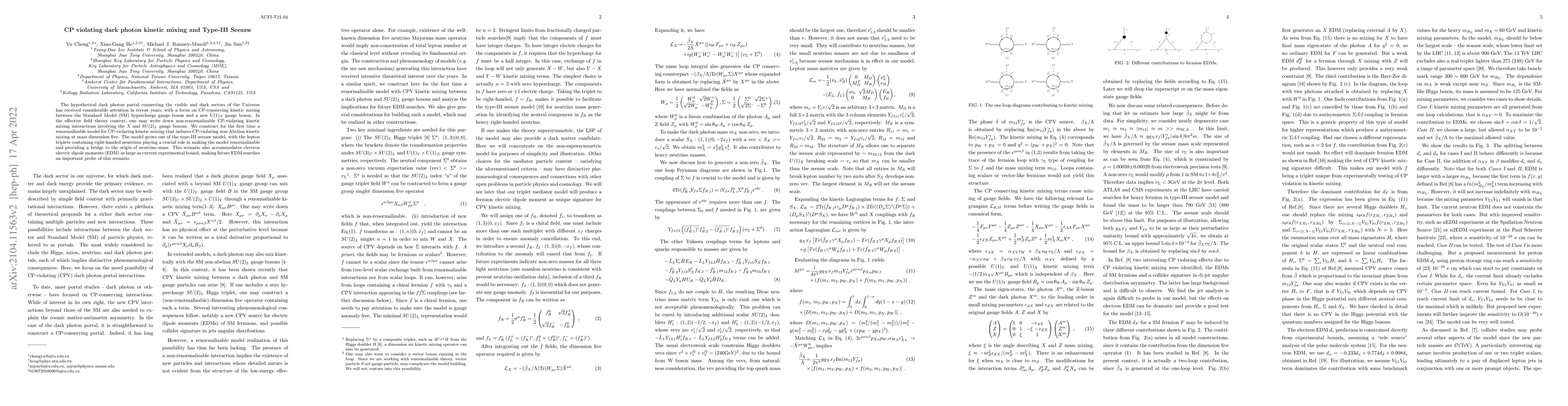 Thumbnail for CP violating dark photon kinetic mixing and type-III seesaw model