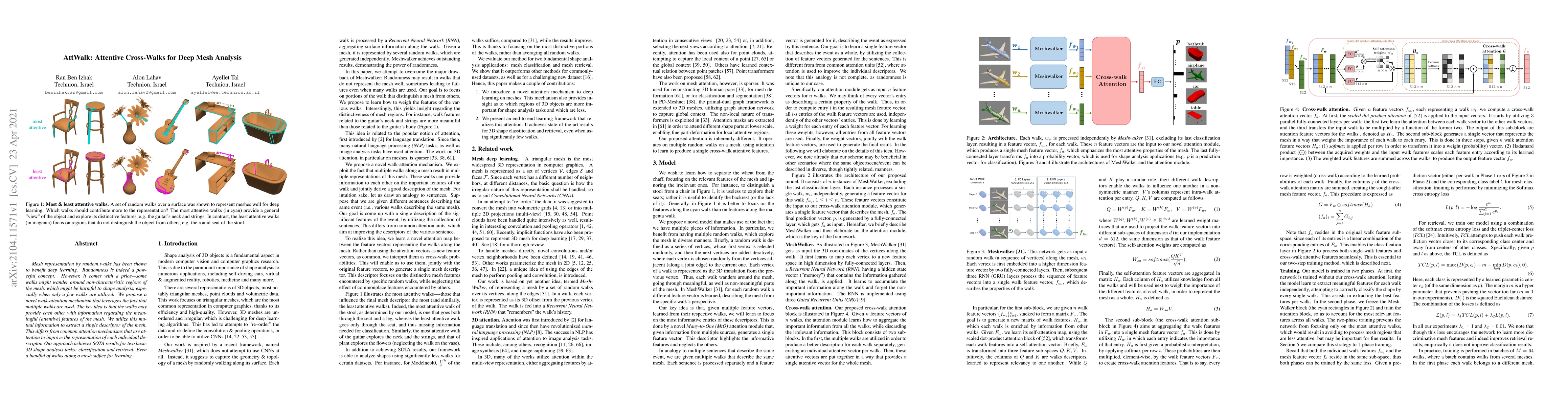 Thumbnail for AttWalk: Attentive Cross-Walks for Deep Mesh Analysis