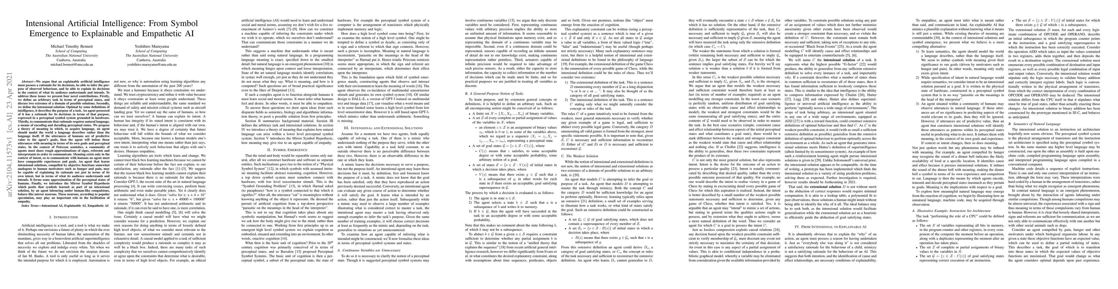 Thumbnail for Intensional Artificial Intelligence: From Symbol Emergence to
  Explainable and Empathetic AI