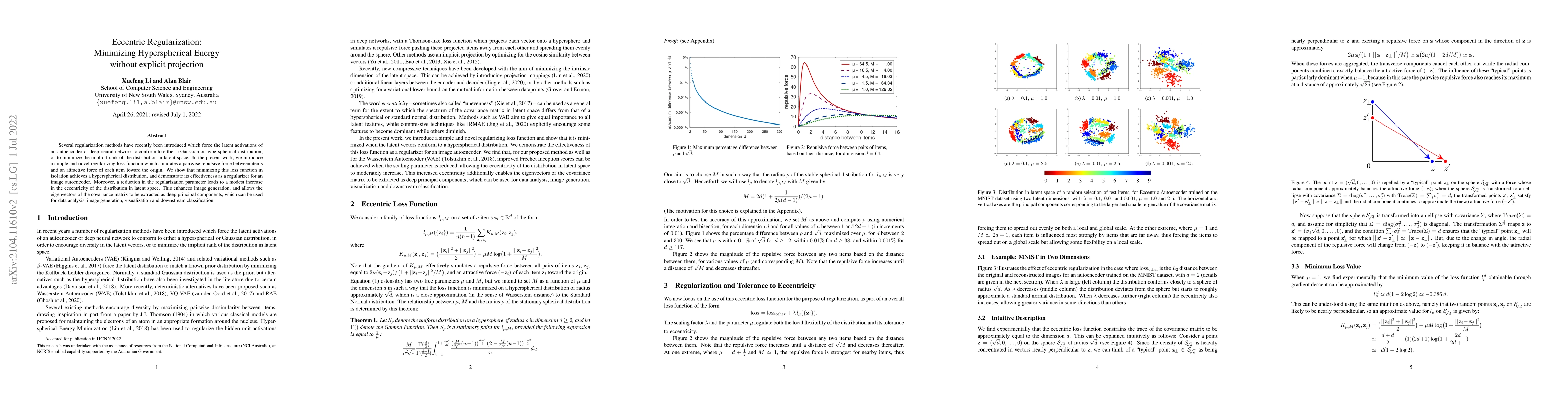 Thumbnail for Eccentric Regularization: Minimizing Hyperspherical Energy without
  explicit projection