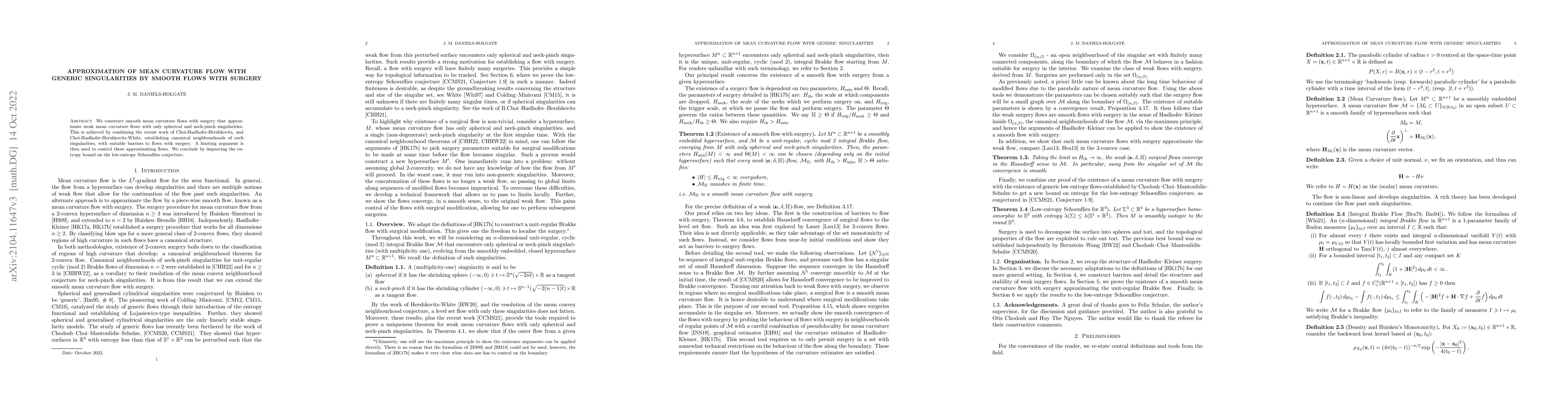 Thumbnail for Approximation of mean curvature flow with generic singularities by
  smooth flows with surgery