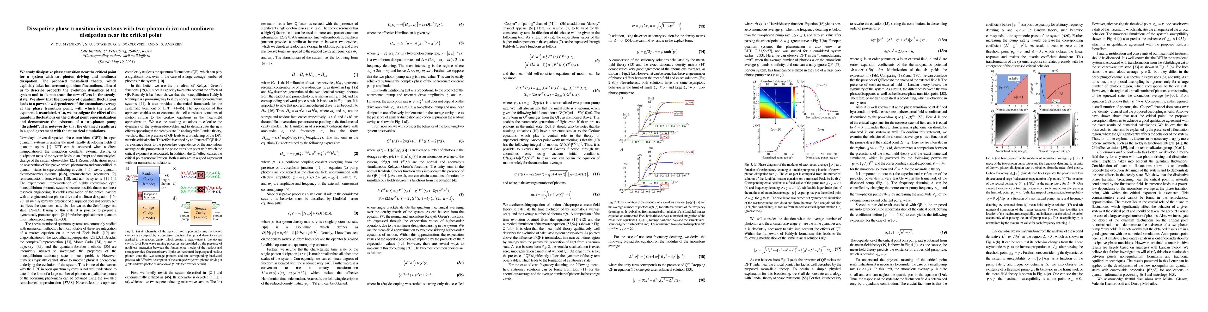 Thumbnail for Dissipative phase transition in systems with two-photon drive and
  nonlinear dissipation near the critical point