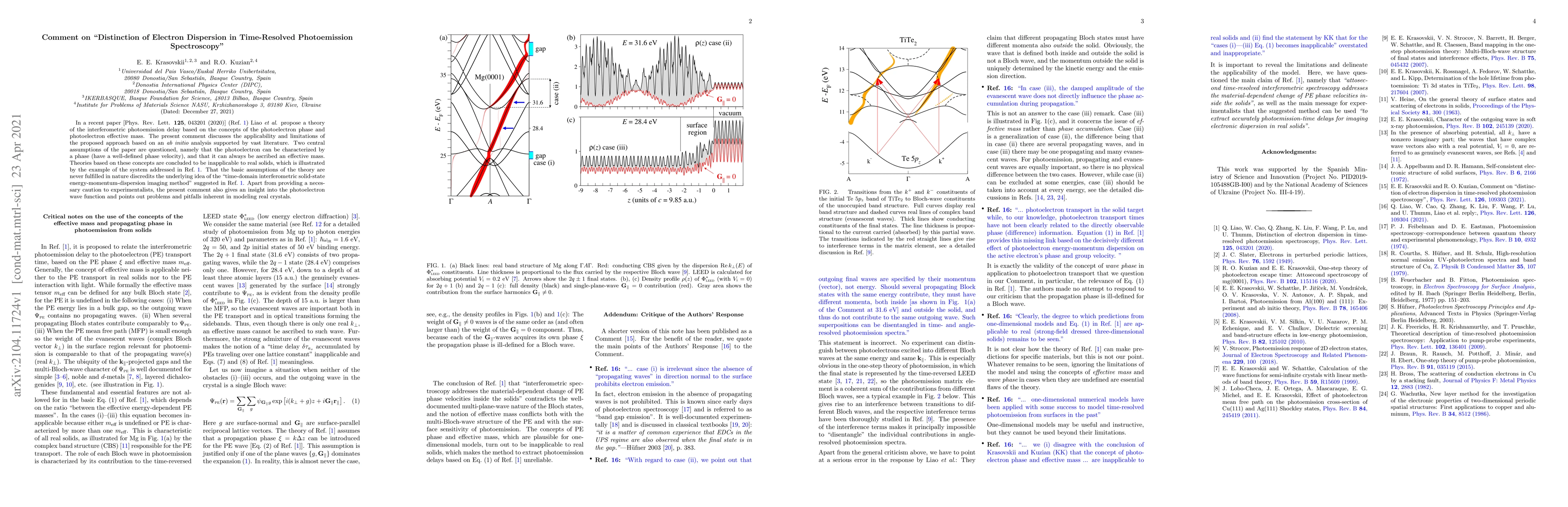 Thumbnail for Comment on "Distinction of Electron Dispersion in Time-Resolved
  Photoemission Spectroscopy"