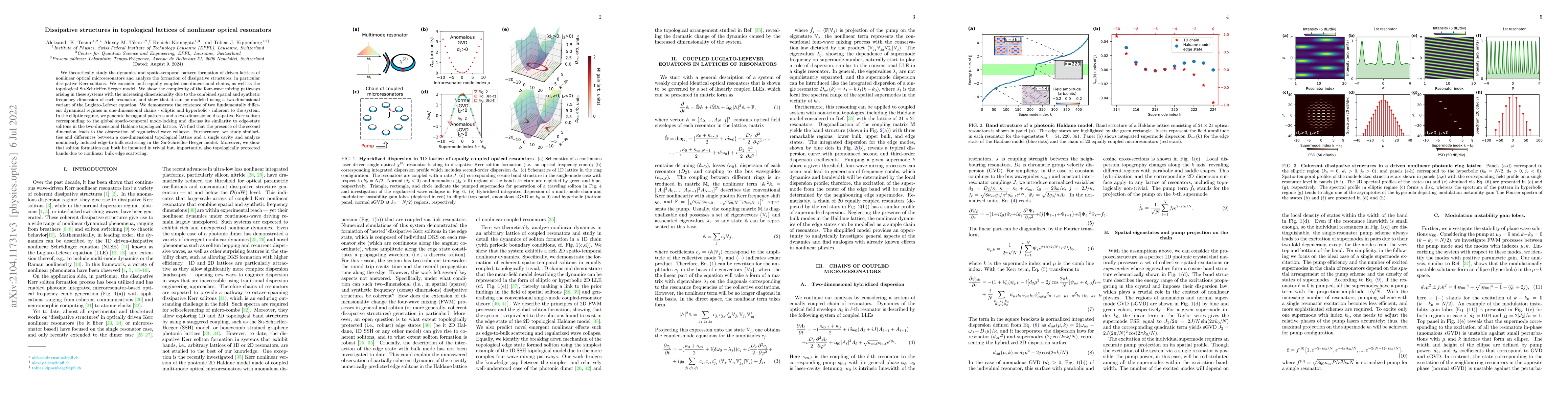 Thumbnail for Dissipative structures in topological lattices of nonlinear optical
  resonators