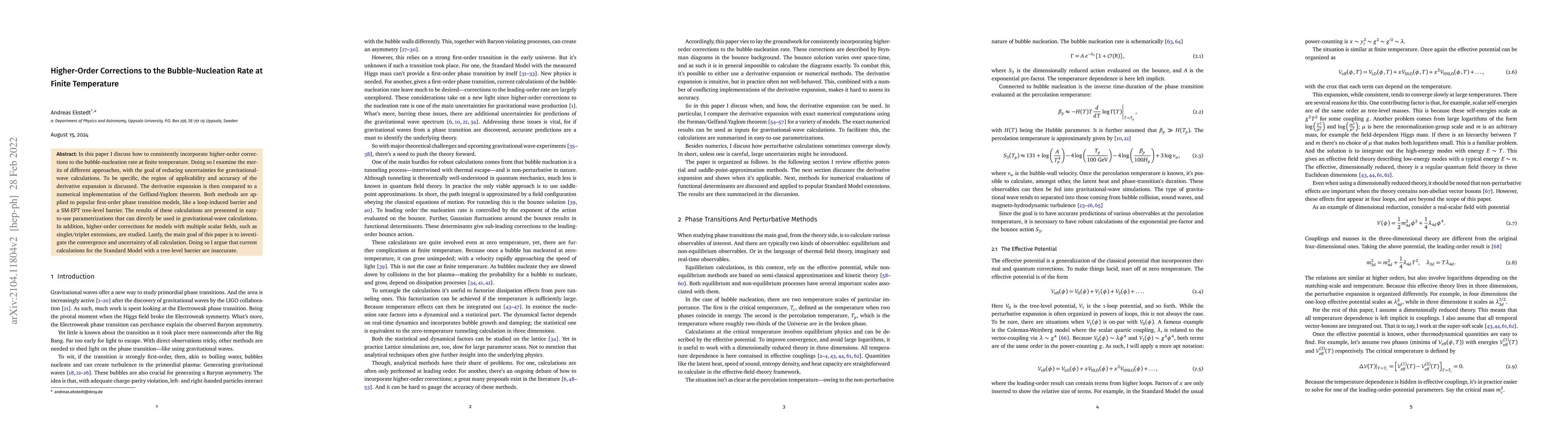 Thumbnail for Higher-Order Corrections to the Bubble-Nucleation Rate at Finite
  Temperature