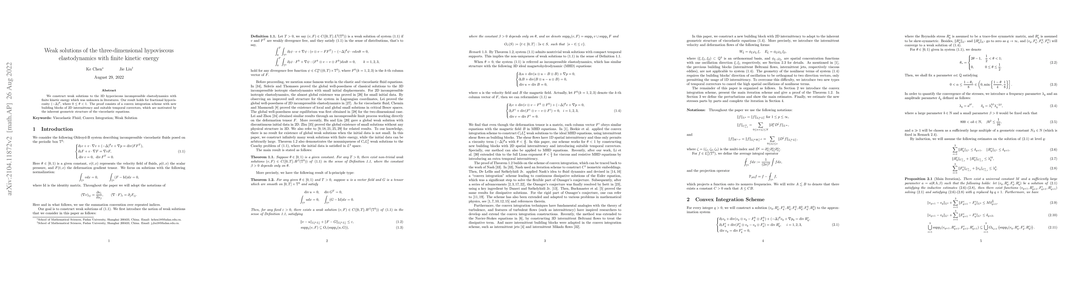 Thumbnail for Weak solutions of the three-dimensional hypoviscous elastodynamics with
  finite kinetic energy