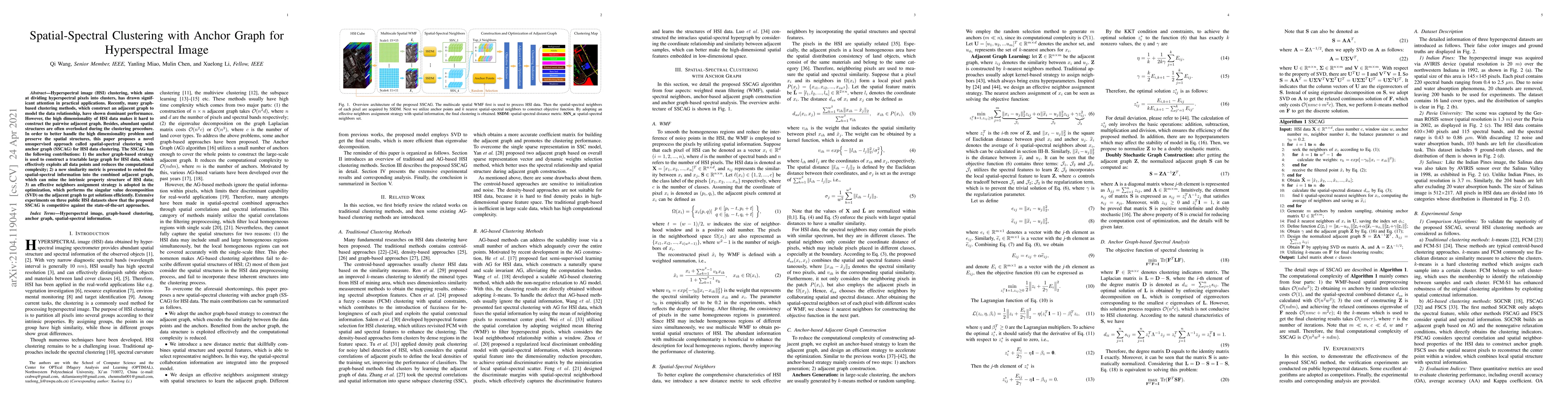 Thumbnail for Spatial-Spectral Clustering with Anchor Graph for Hyperspectral Image