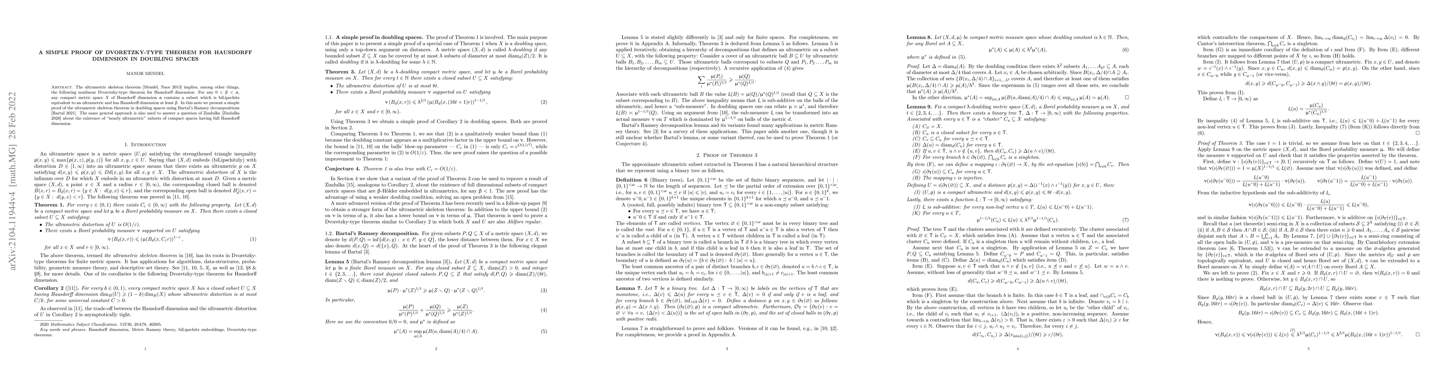 Thumbnail for A simple proof of Dvoretzky-type theorem for Hausdorff dimension in
  doubling spaces