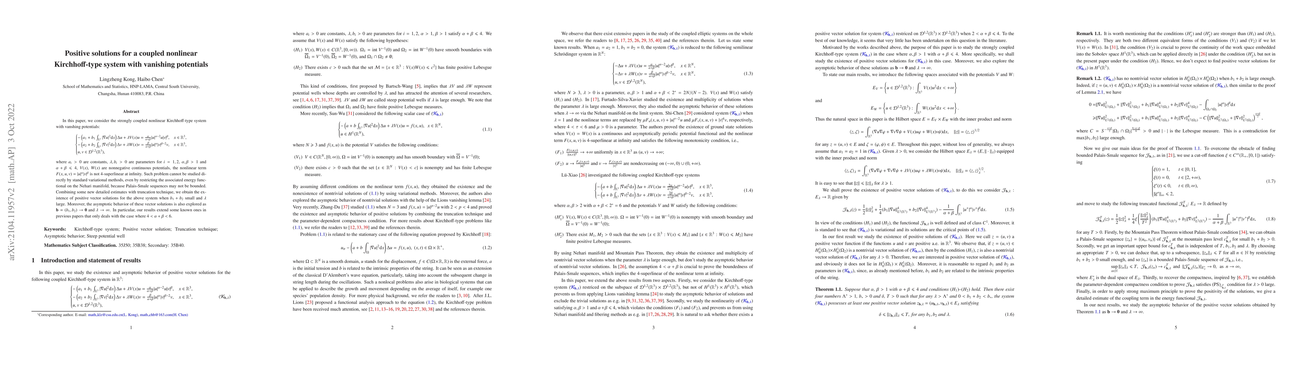 Thumbnail for Positive solutions for a coupled nonlinear Kirchhoff-type system with
  vanishing potentials