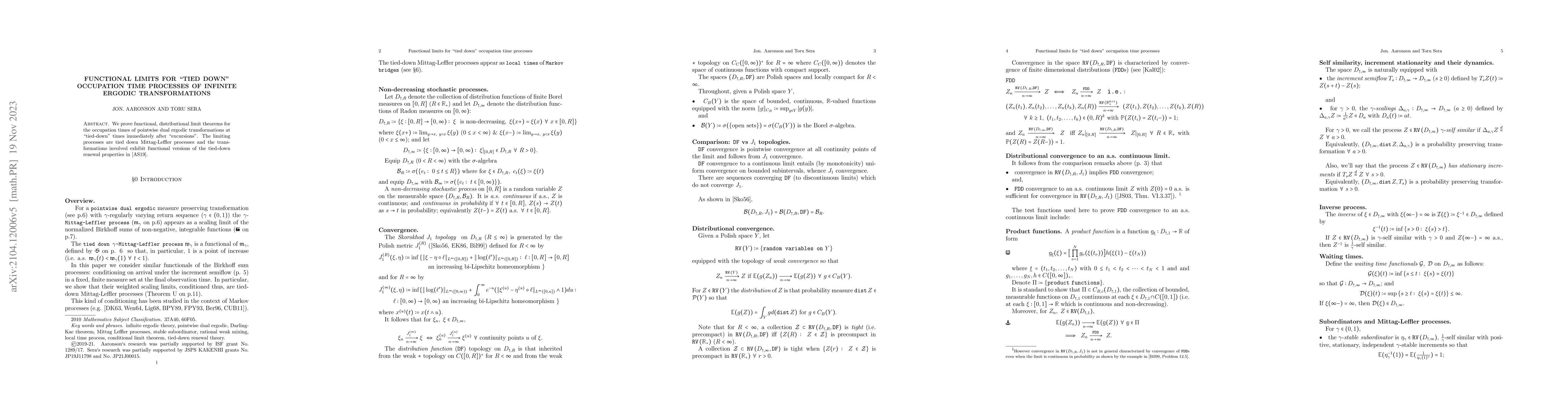 Thumbnail for Functional limits for "tied down" occupation time processes of infinite
  ergodic transformations
