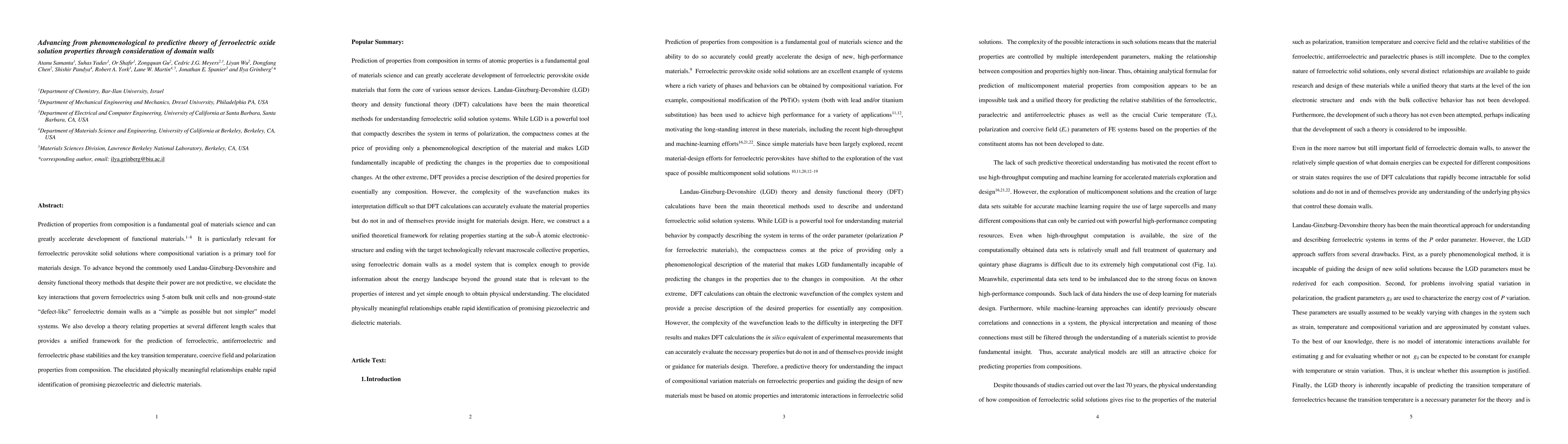 Thumbnail for Advancing from phenomenological to predictive theory of ferroelectric
  oxide solution properties through consideration of domain walls