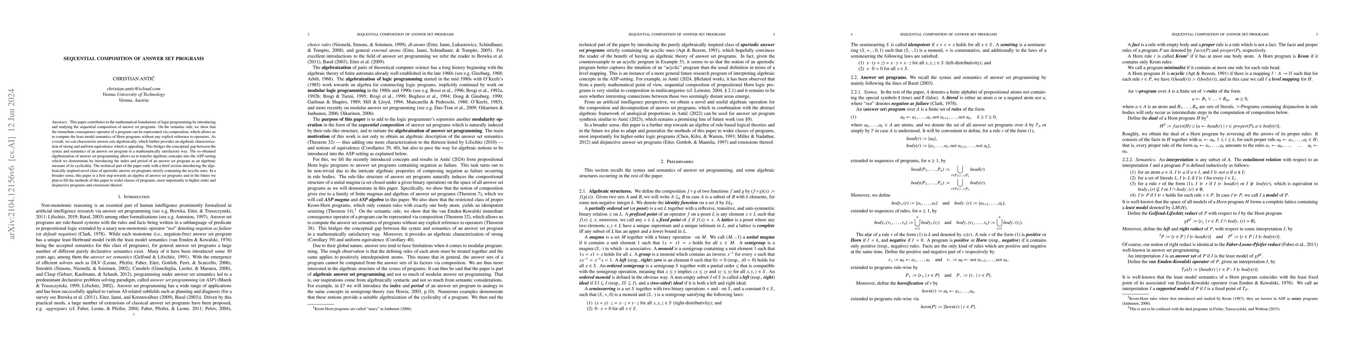 Thumbnail for Sequential composition of answer set programs