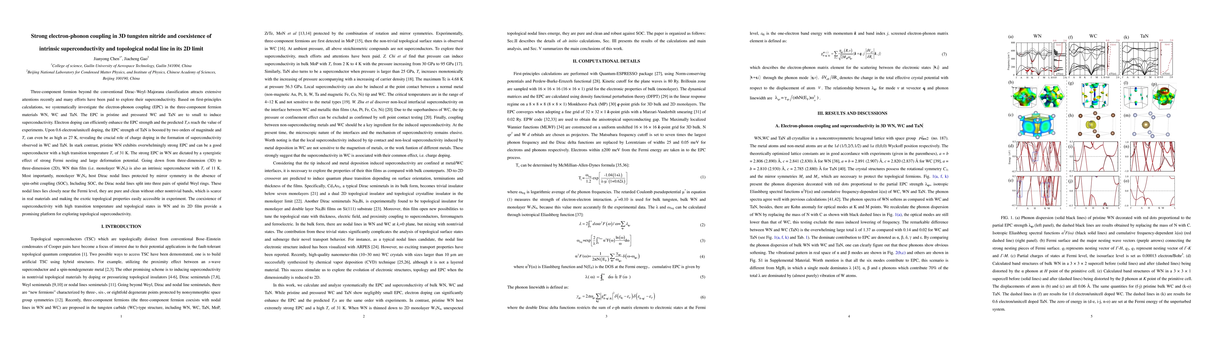 Thumbnail for Strong electron-phonon coupling in 3D tungsten nitride and coexistence
  of intrinsic superconductivity and topological nodal line in its 2D limit