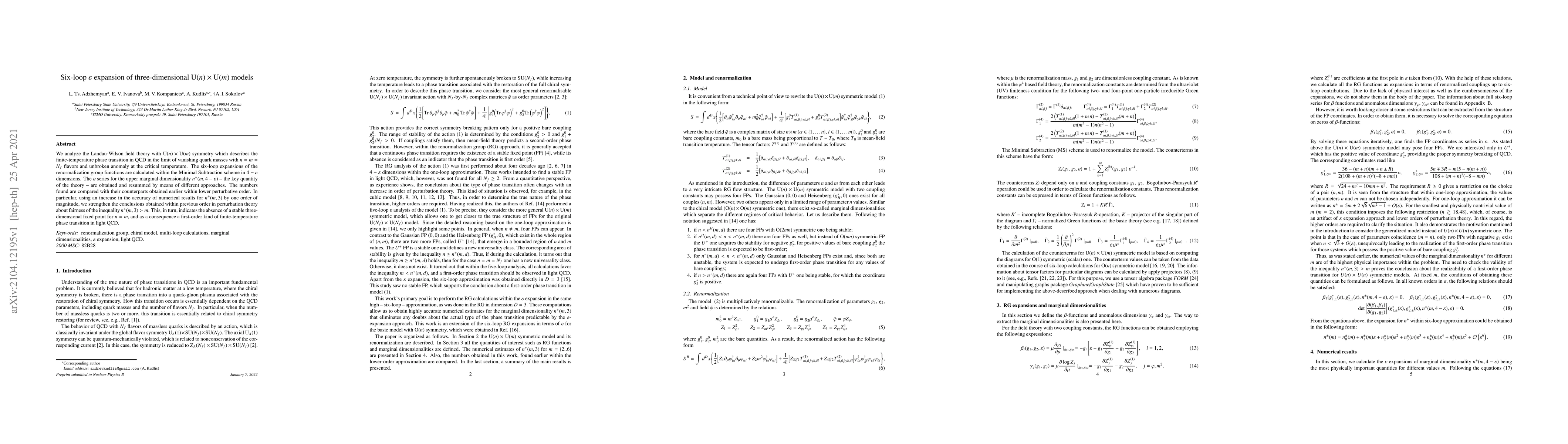 Thumbnail for Six-loop $\varepsilon$ expansion of three-dimensional $\text{U}(n)\times
  \text{U}(m)$ models