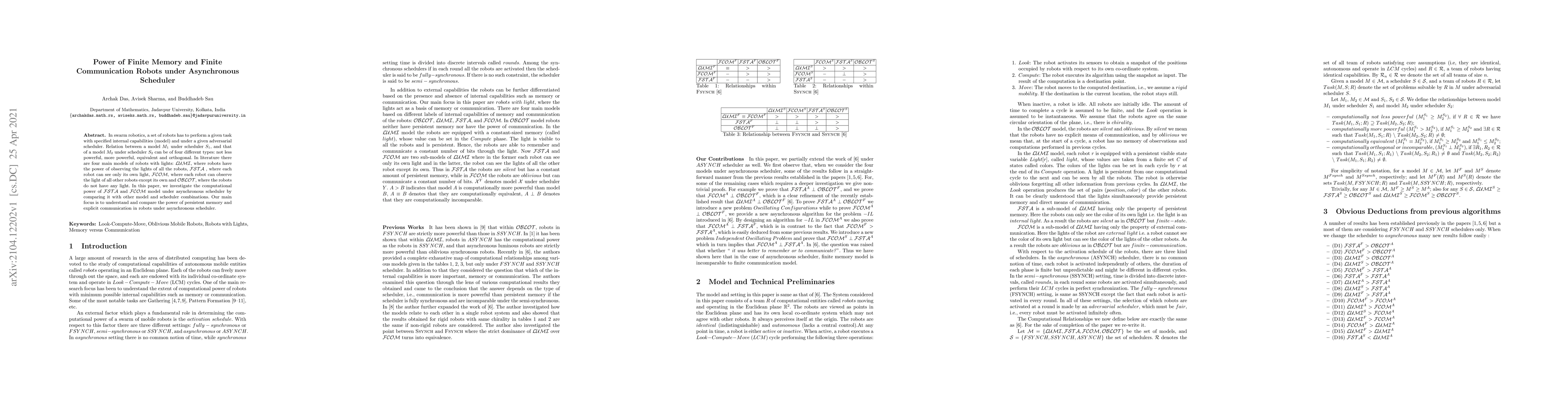 Thumbnail for Power of Finite Memory and Finite Communication Robots under
  Asynchronous Scheduler